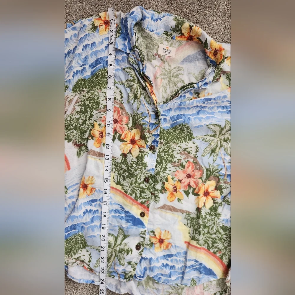 Marine Layer Tropical Button Down Shirt Size Small - Picture 7 of 8